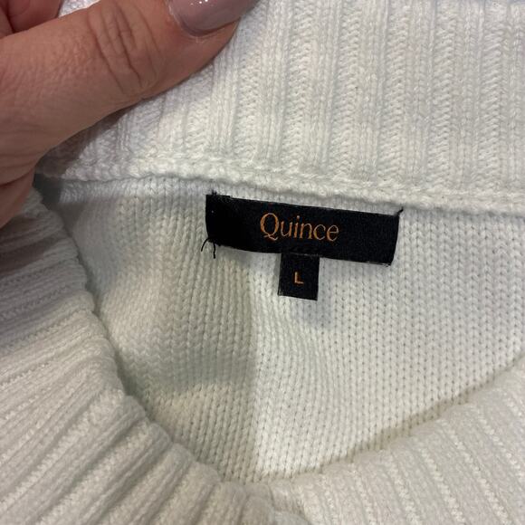 Quince White Cropped 100% Organic Cotton Cardigan Sweater Large - Picture 6 of 9